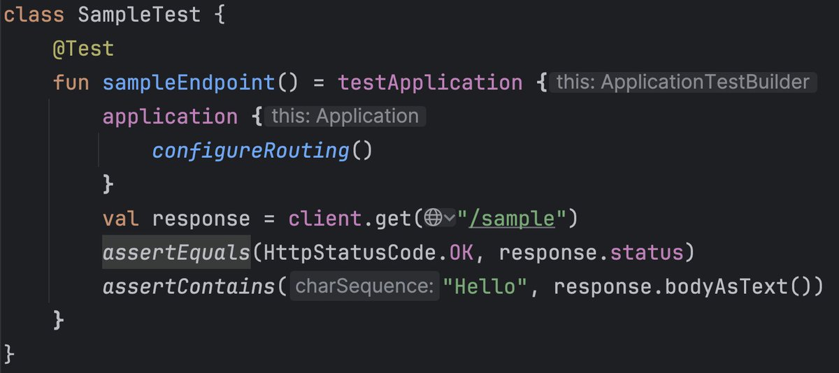 Ktor provides a unit testing framework for RESTful APIs.

It allows you to:
🟢 Run your tests in an isolated environment
🟢 Verify every scenario for each endpoint
🟢 Ensure successful serialization of types

Try it in <a href="/intellijidea/">IntelliJ IDEA, a JetBrains IDE</a>!
More info: 👉 kotl.in/ktor-test