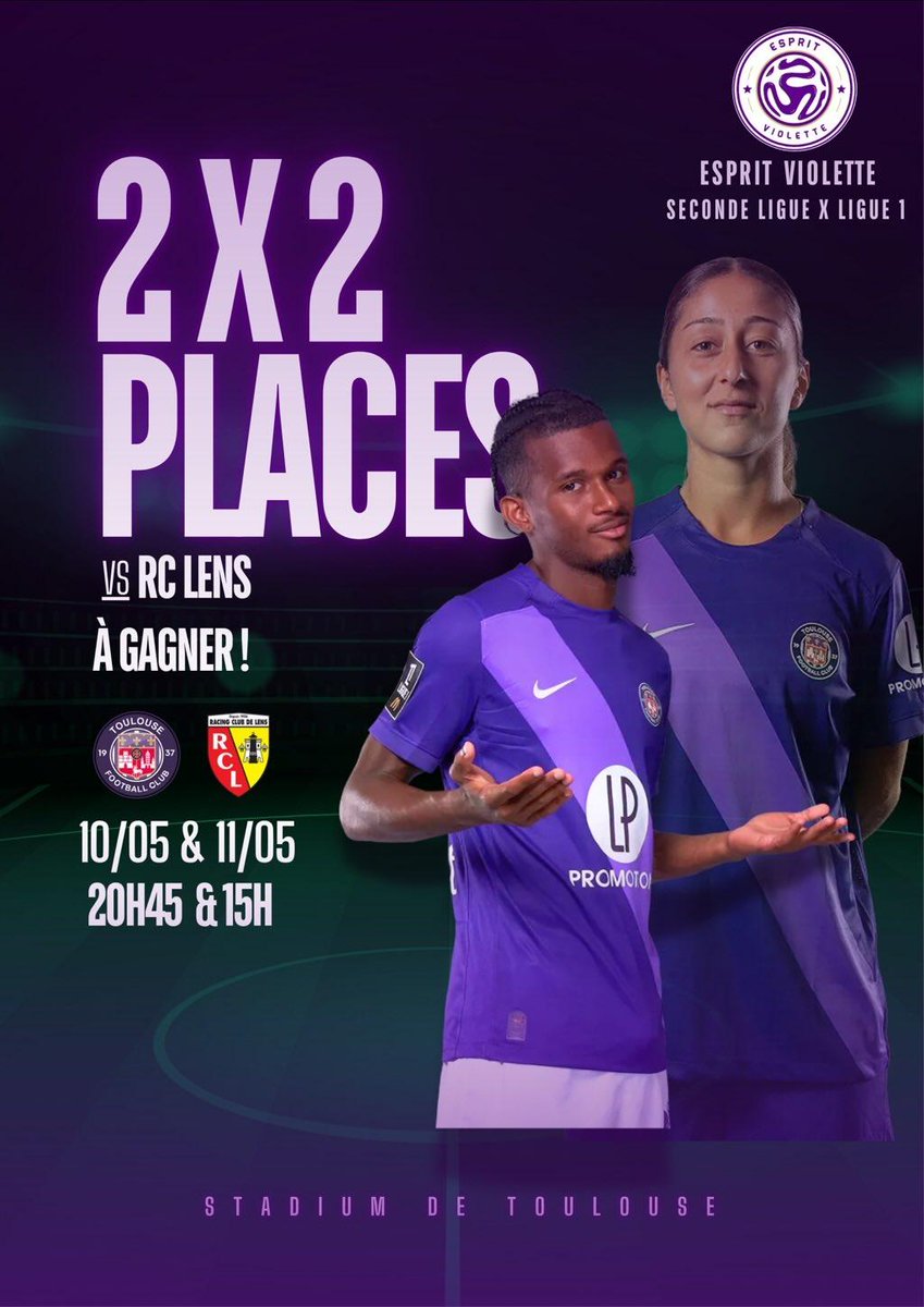 1 week-end, 1 adversaire, 2 matchs

Et vous voulez y assister?

On vous offre 2 places pour chacun des matchs!

- Follow <a href="/EspritViolette/">𝐄𝐒𝐏𝐑𝐈𝐓 𝐕𝐈𝐎𝐋𝐄𝐓𝐓𝐄</a> 💜
- Like + RT ce tweet 🔄
- Mentionne la personne avec qui tu vas venir 👥️

Tirage le 3 mai 🔥