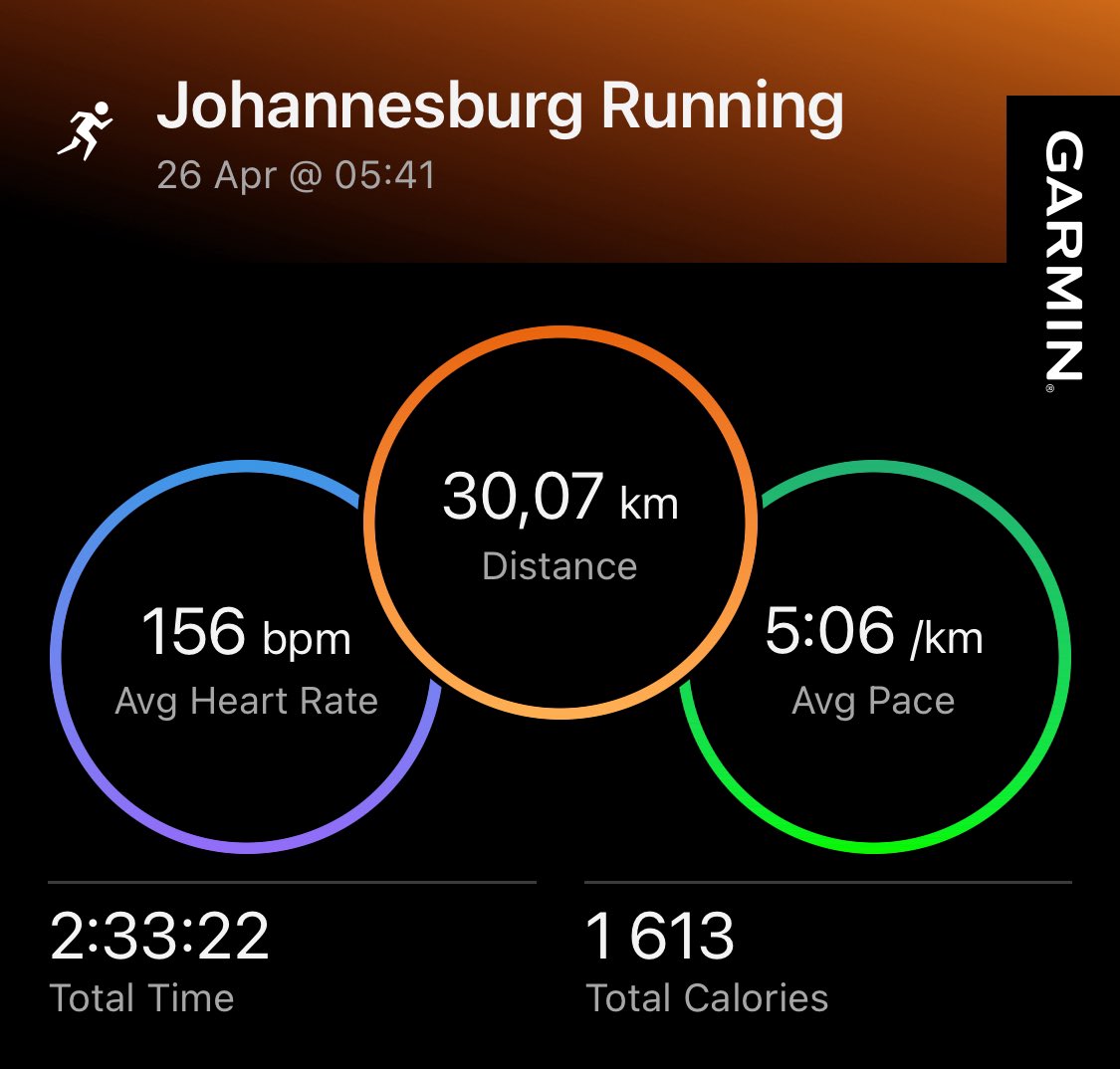 Thabo_Tk's tweet photo. Post 30km’s training run 🏃🏾♂️ #keepmoving #runzone #roadtocomrades2025 #garmin https://t.co/Yv5199YMCh