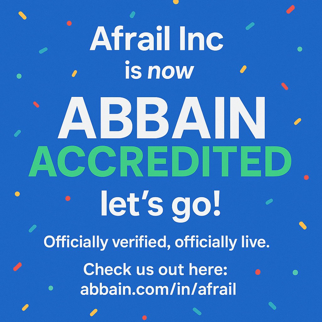 abbain_inc's tweet photo. Afrail Inc. is now Abbain Accredited — let’s go!
Officially verified, officially live.
Check us out here:  https://t.co/h8N69WeKnt

#Afrail #AfrailX #ArailX #AFRX #Abbain #accredited #businessverified #transparency https://t.co/DQWZanINPe