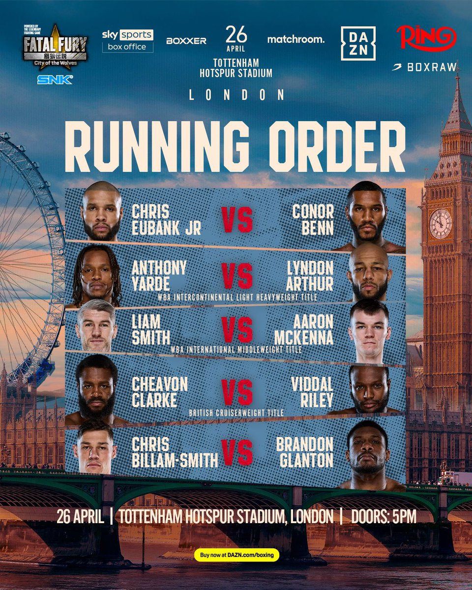 Matchroom Boxing (@matchroomboxing) on Twitter photo The state of play at <a href="/SpursStadium/">Tottenham Hotspur Stadium</a> today 📜
#EubankBenn live worldwide on <a href="/DAZNBoxing/">DAZN Boxing</a> PPV 👊 The state of play at <a href="/SpursStadium/">Tottenham Hotspur Stadium</a> today 📜
#EubankBenn live worldwide on <a href="/DAZNBoxing/">DAZN Boxing</a> PPV 👊