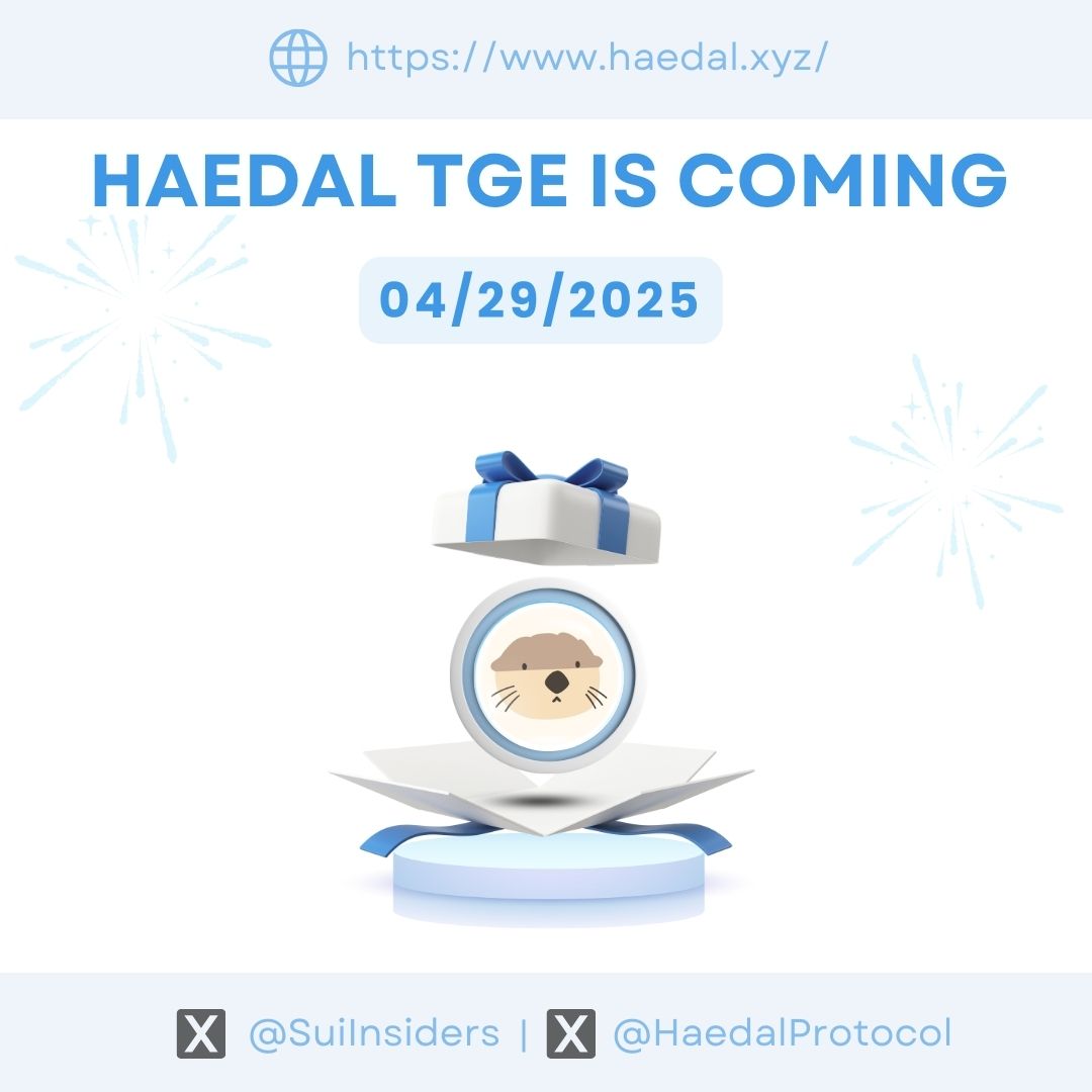 HAEDAL TGE IS COMING!🪂

<a href="/BybitAlpha/">Bybit Alpha</a> and <a href="/kucoincom/">KuCoin</a> have already announced the $HAEDAL listing. Are you ready?🤔

Like, RT and Drop your $SUI wallet address👇

#Sui #SuiNetwork #Haedal