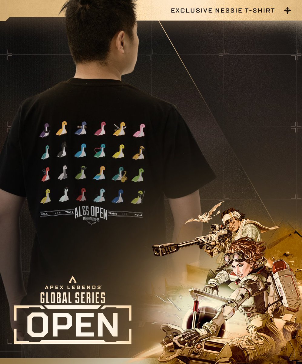 Apex Legends Esports (@playapexesports) on Twitter photo What's a better way to celebrate the first LAN of Year 5 than a GIVEAWAY!
We have 5 ALGS Open exclusive Nessie shirts with up for grabs. To enter:
✅ Follow <a href="/PlayApexEsports/">Apex Legends Esports</a>
✅ Repost this post
✅ Tell us what size you wear
NO PURCHASE NEC. 18+ Ends 05/07/2025.
For What's a better way to celebrate the first LAN of Year 5 than a GIVEAWAY!
We have 5 ALGS Open exclusive Nessie shirts with up for grabs. To enter:
✅ Follow <a href="/PlayApexEsports/">Apex Legends Esports</a>
✅ Repost this post
✅ Tell us what size you wear
NO PURCHASE NEC. 18+ Ends 05/07/2025.
For