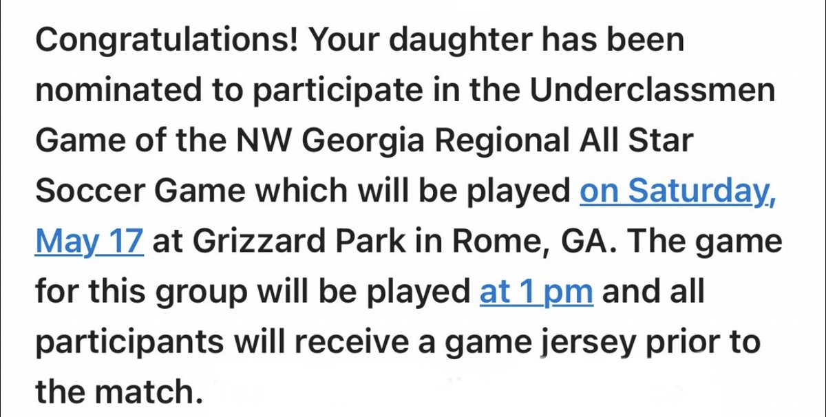 MiaRStokes's tweet photo. Very happy to have been nominated by my coach and chosen to participate in the Underclassmen Game of NW Georgia Regional All Star Soccer! Very excited for this opportunity &amp; can’t wait for May 17th! #ladyjacketsoccer #junioryear #soccer #2 #2026 ⚽️🐝 https://t.co/gTqQDygp1n