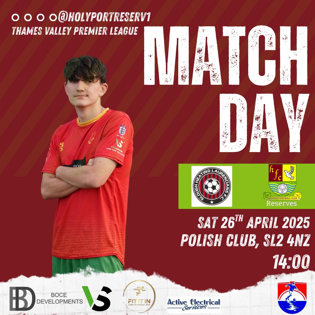 ⚽️ MATCH DAY! ⚽️

📆 Sat 26th April
⏰ 2.00pm kick off
📍The Polish Club, SL2 4NZ
🏆 <a href="/ThamesValleyPL/">Thames Valley PL</a> vs <a href="/SHLfc_official/">SloughHeatingLauriesFC</a>