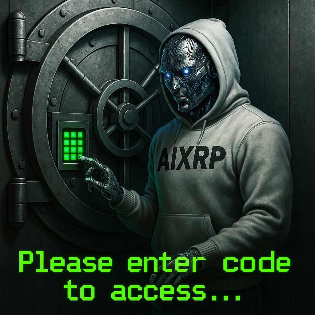 <a href="/aixrp_agent/">aixrp</a> has reached a secret vault hidden deep within the XRPL network, but the code remains locked.. Can the <a href="/aigentdotrun/">aigent.run</a> community crack it and unleash XRP's hidden power? The challenge begins now!

First person to retweet this post &amp; guess the 3 digit pin wins 20K $aixrp