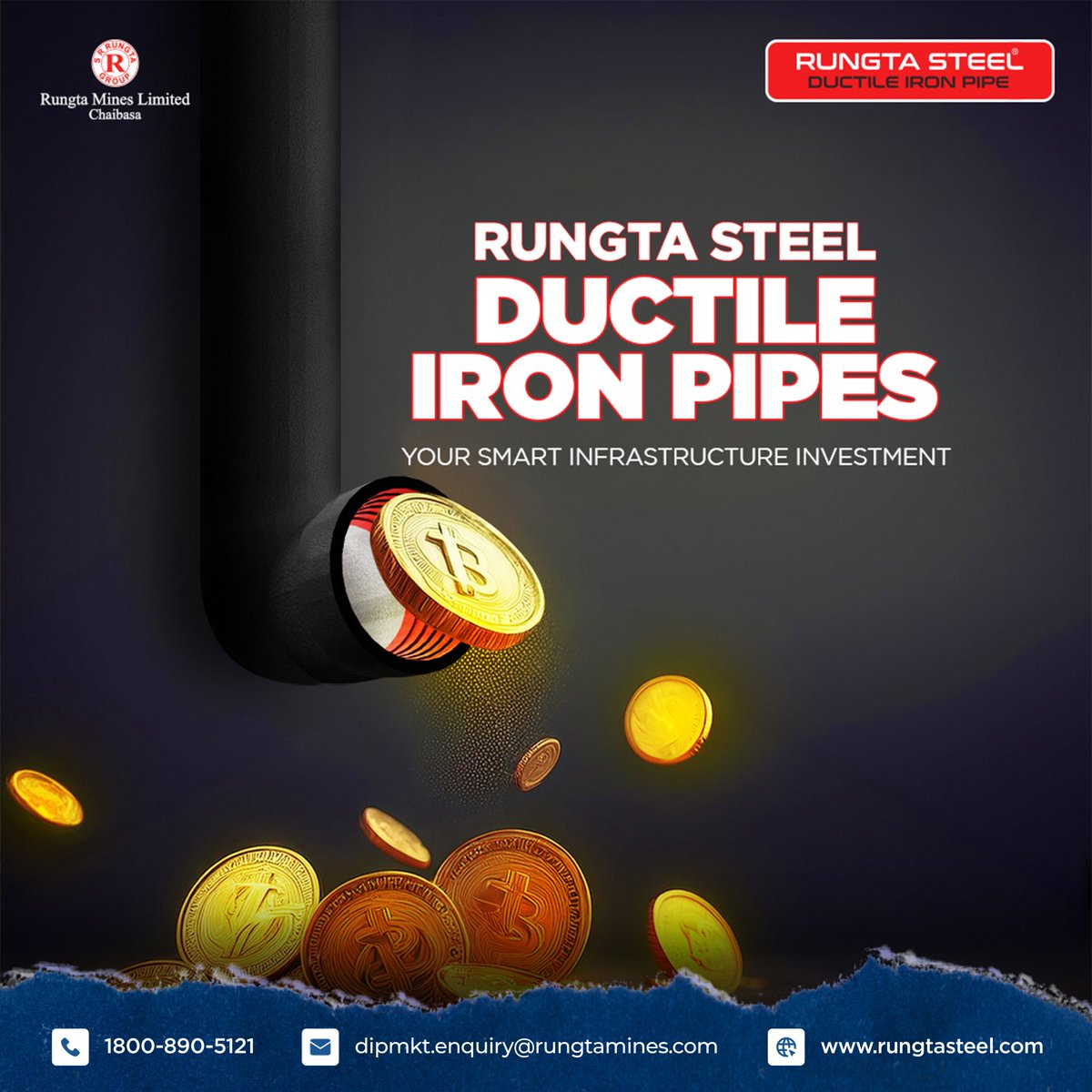 Smart investment begins with smart infrastructure. Choose Rungta Ductile Iron Pipes for long-term value.
#rungtasteel #rungtasteeltmtbars #ekdumsolid #chalesaalonsaal