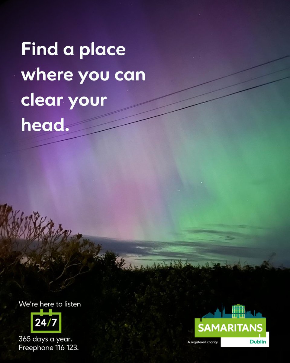 Find a place to clear your head. If your mind feels clouded, we're here to listen and support you, 24/7 Freephone 116 123 or email jo@samaritans.ie
