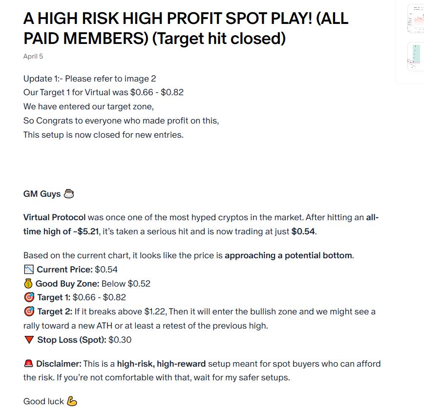 CryptoSpotter05's tweet image. 🚨Another Successful Trade from our VIP Group
 #Virtualprotocol 👇
Virtuals is currently trading at 1.14$
We bought under 0.54$ 

To check before and after or to verify this Call,
Visit:- patreon.com/posts/high-ris…