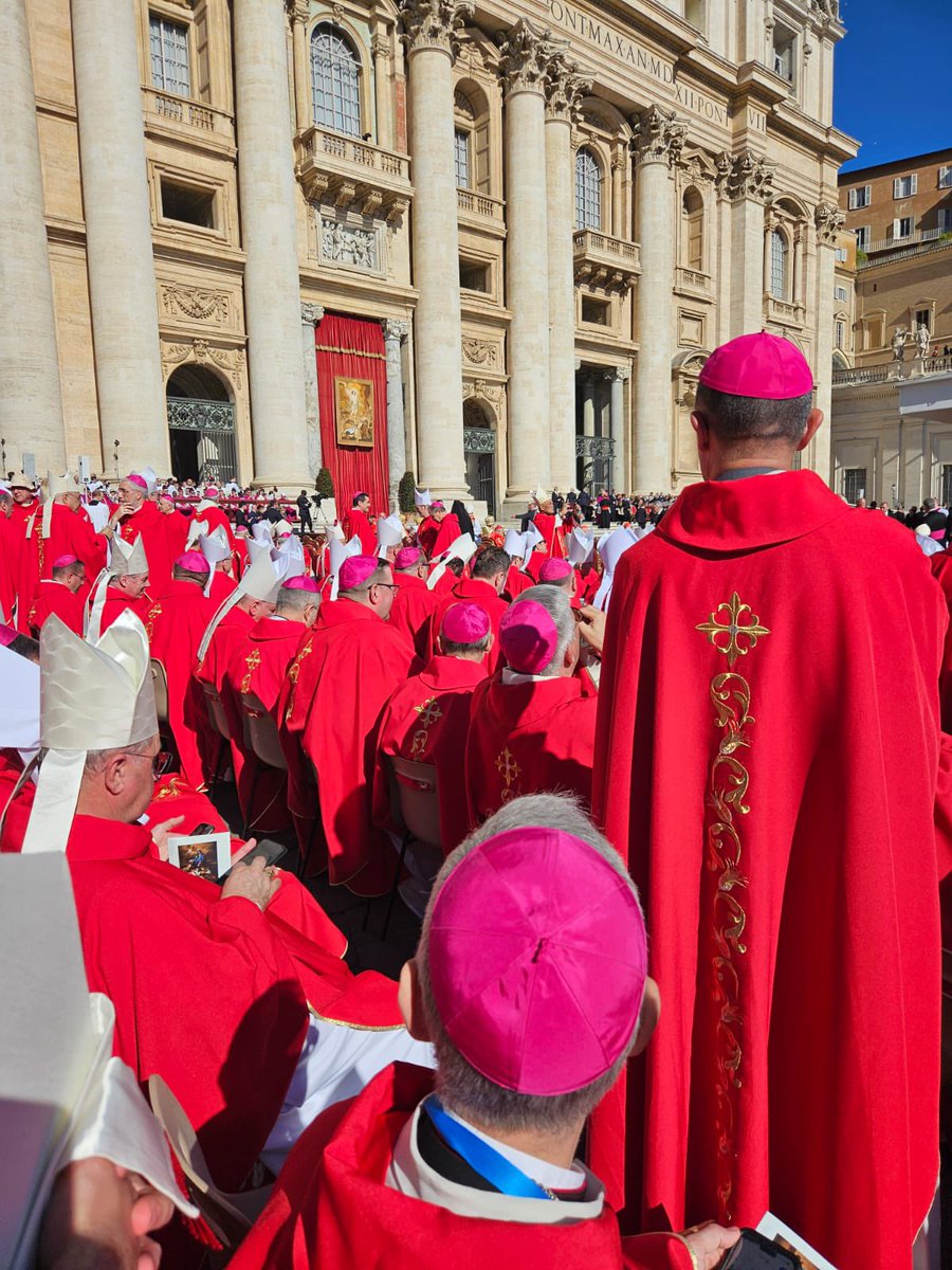 Todo listo en el atrio de la #BasilicaDeSanPedro para el funeral del #PapaFrancisco

📌 Nuestro Arzobispo concelebrará en la eucaristía que despedirá al Papa