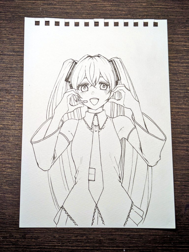 女児にミク描いてって言われたから媚びた絵を描きました(塗りは今女児がやってる) 