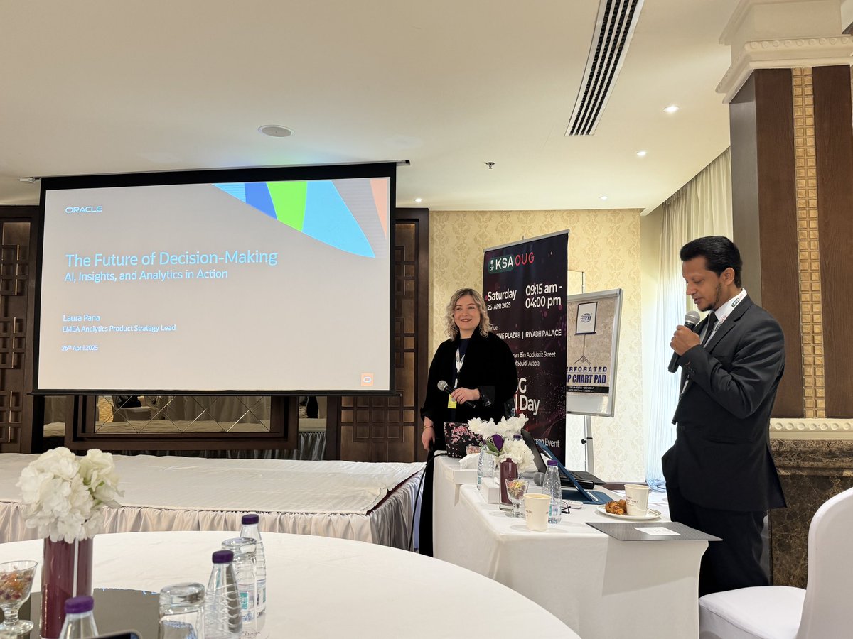 KSA Oracle User Group (@ksaoug) on Twitter photo KSAOUG Session#2 just started from Laura Pana
Session: The Future of Decision-Making: AI, Insights, and Analytics in Action
#ksaoug #oracle <a href="/oracleugs/">Oracle User Groups</a> <a href="/oracleace/">Oracle ACE Program</a> KSAOUG Session#2 just started from Laura Pana
Session: The Future of Decision-Making: AI, Insights, and Analytics in Action
#ksaoug #oracle <a href="/oracleugs/">Oracle User Groups</a> <a href="/oracleace/">Oracle ACE Program</a>