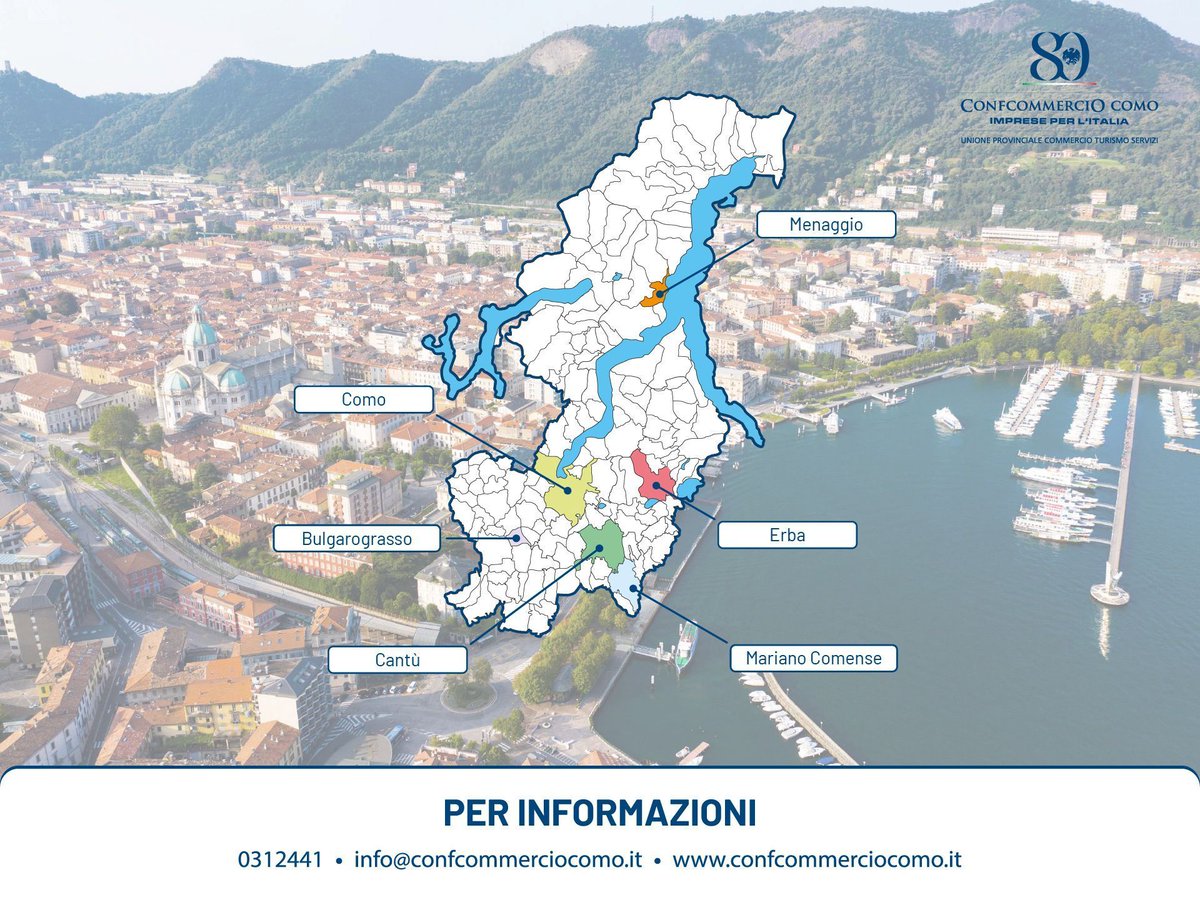 Sei nostro Associato? Approfitta della comodità delle nostre sedi!

Ci trovi a Como (sede principale), Cantù, Erba, Mariano Comense, Menaggio e Bulgarograsso, per poter accedere a tanti servizi!

#Servizio #Imprese #Formazione #Consulenza #LagoDiComo #Territorio