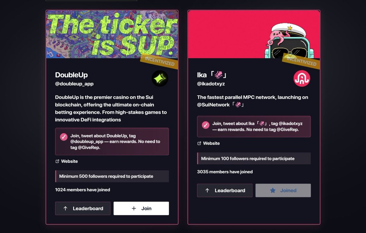 norwgs's tweet photo. Ready to earn rewards on @SuiNetwork just by showing up?
No games, no fluff—@GiveRep just dropped their loyalty program, and it's already heating up.

@ikadotxyz 🦑 and @doubleup_app are the FIRST movers.
This is your signal—get in before everyone else does. And you going to late 🔥

#SUI #Airdrop #Web3Rewards #IkaMPC #Crypto