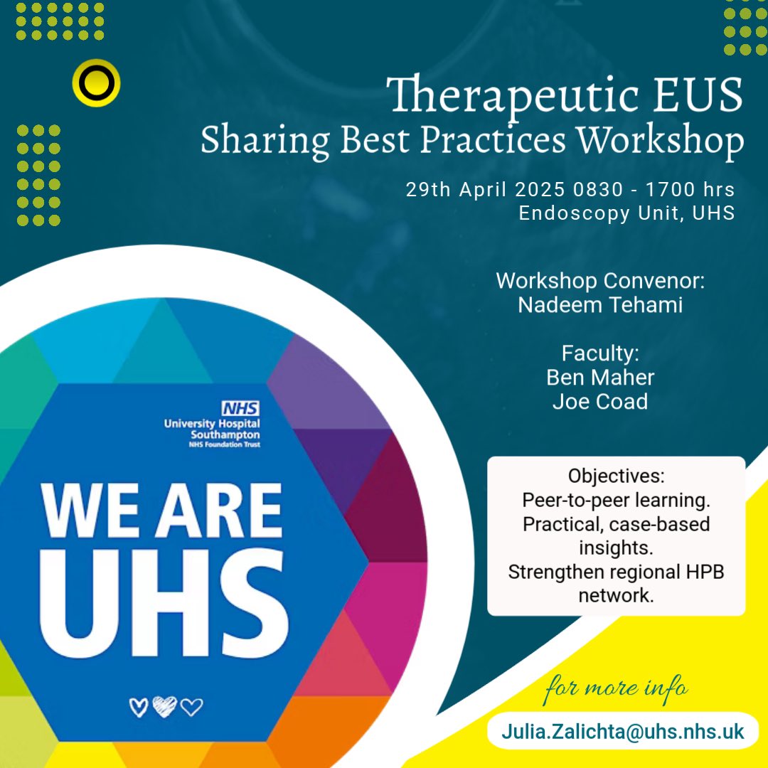 Looking forward to welcoming colleagues from across the region - learning from their expertise, showcasing what Southampton offers, and diving into some great discussions on interventional EUS❗️

<a href="/BritSocGastro/">BSG</a> <a href="/WAGE_media/">WAGE</a> <a href="/ScotSocGastro/">SSG</a> <a href="/UHSFT/">University Hospital Southampton 💙</a>