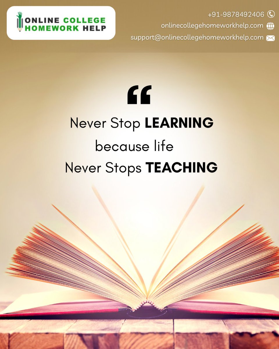 Onlinechwhelp's tweet image. 💡Let’s learn together
✅WhatsApp:- +91-9878492406
📩Email:- support@onlinecollegehomeworkhelp.com
🌐Visit:- onlinecollegehomeworkhelp.com
#onlinecollegehomeworkhelp #PositiveMindset #StudentSupport #StayStrong #NeverStopLearning #Quotes #Inspiration #LifelongLearning