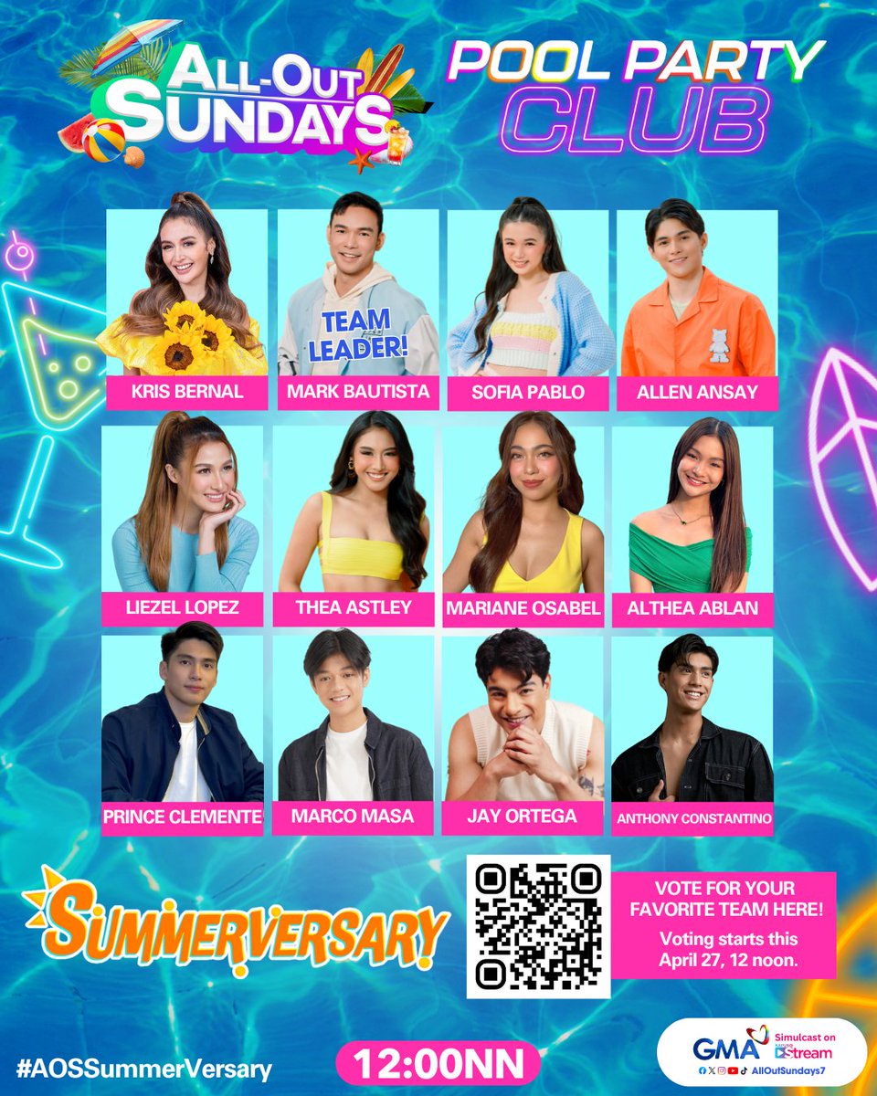 POOL PARTY CLUB is ready to bring a wave of energy on #AllOutSundays! 🌊

#AOSSummerversary | April 27 at 12 noon