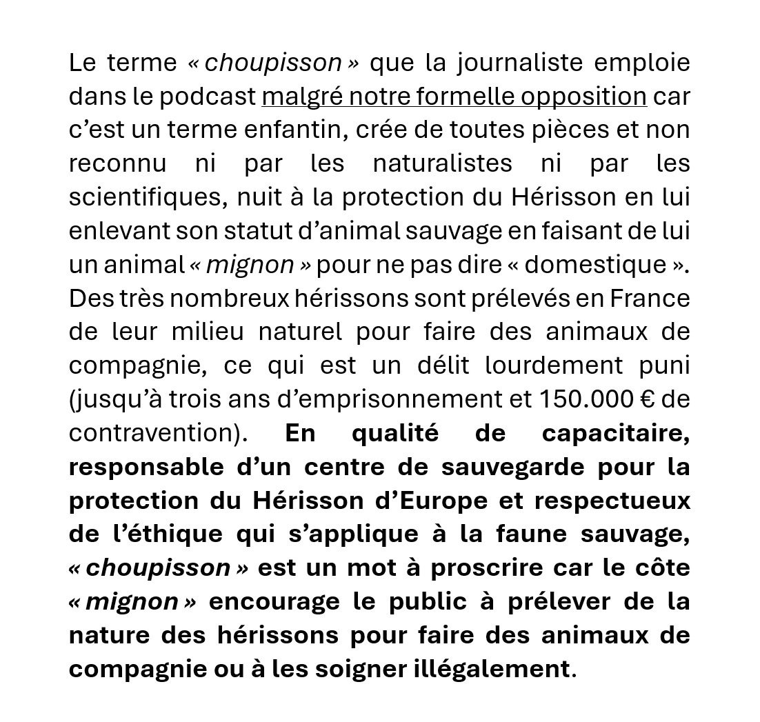 🦔 Erinaceus France (@erinaceusfrance) on Twitter photo On compte sur vous pour expliquer <a href="/franceculture/">France Culture</a> et à leur journaliste qui voulait faire un article sur la protection du Hérisson (mais qui n'avait jamais mis les pieds dans une clinique vétérinaire ni rencontré un vétérinaire) les 10 points essentiels pour protéger l'espèce. On compte sur vous pour expliquer <a href="/franceculture/">France Culture</a> et à leur journaliste qui voulait faire un article sur la protection du Hérisson (mais qui n'avait jamais mis les pieds dans une clinique vétérinaire ni rencontré un vétérinaire) les 10 points essentiels pour protéger l'espèce.