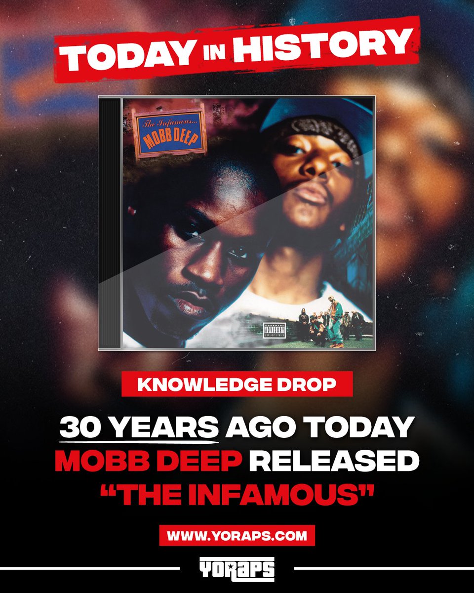 YoRapsMagazine's tweet image. 🔥 #HipHopHistory: 30 years ago today, #MobbDeep released their album, “The Infamous,” on April 25, 1995.

The album features #Nas, #Raekwon, #GhostfaceKillah, and #QTip. 

LISTEN: yoraps.com/mobb-deep-the-…

Did they drop a classic ⁉️