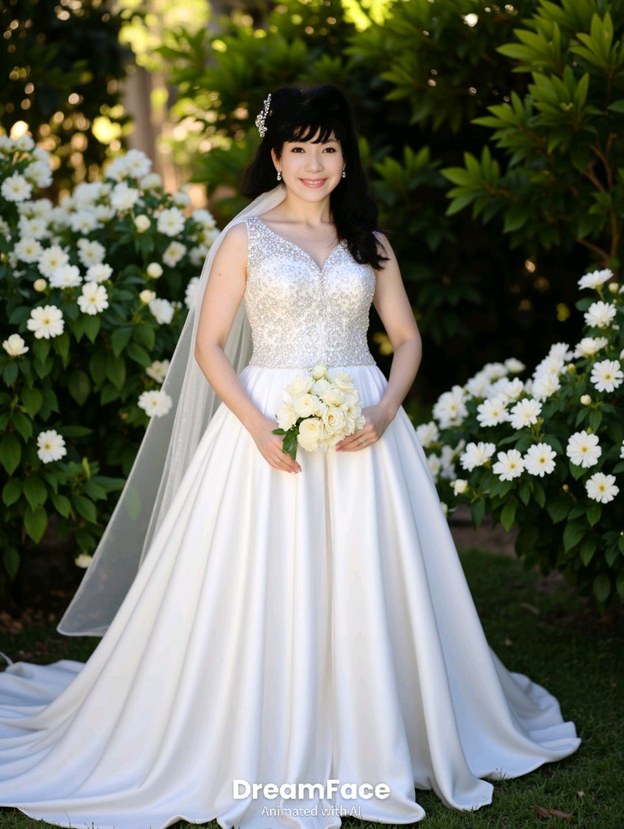 hyharudancer54's tweet photo. ハルが純白ドレス着てみました🎶👠🎵👰💝💐#dreamfaceapp https://t.co/zmz1lGRMHB