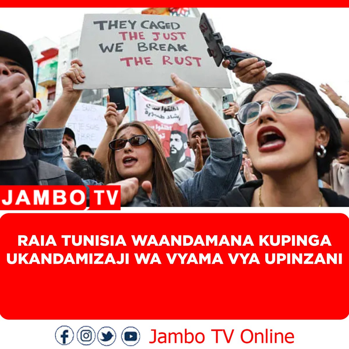 Maelfu ya raia wa Tunisia wanaandamana jijini Tunis wakipinga ukamataji wa wapinzani na wanaharakati, huku wakimtuhumu Rais Kais Saied kwa kuendeleza utawala wa kidikteta na kukandamiza uhuru wa kisiasa.

Waandamanaji walijitokeza kwa wingi kuanzia Ijumaa wakibeba mabango yenye