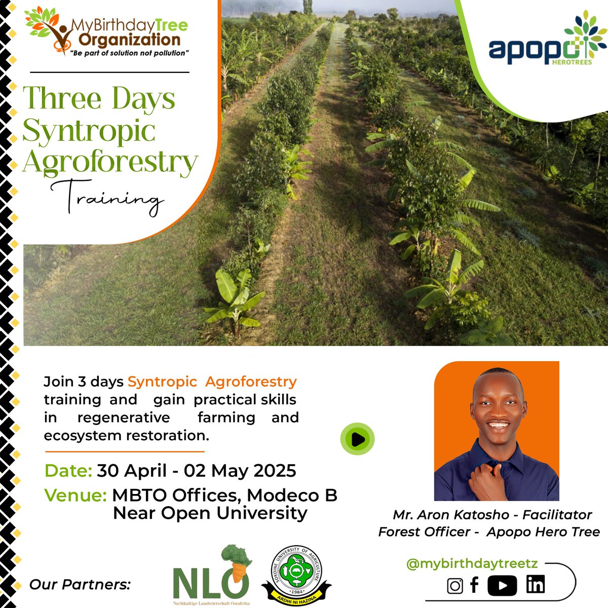 Learn to nurture vibrant ecosystems, boost biodiversity, combating food insecurity and cultivate a sustainable future. 
Join us to grow with purpose and make a lasting impact! 🌎 💚

 #SyntropicAgroforestry #mbto #bepartofsolutionnotpollution