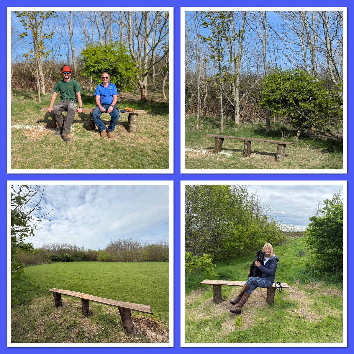 WarcombeP's tweet photo. Warcombe Grounds Team have been busy making new benches for our woodland walk! All using natural materials from elsewhere on site. Take the weight off and watch the world go by whilst the woofers have a romp!
#DogFriendly #woodlandwalk #offlead #campingwithdogs #campingfun https://t.co/HeBbqofQQW