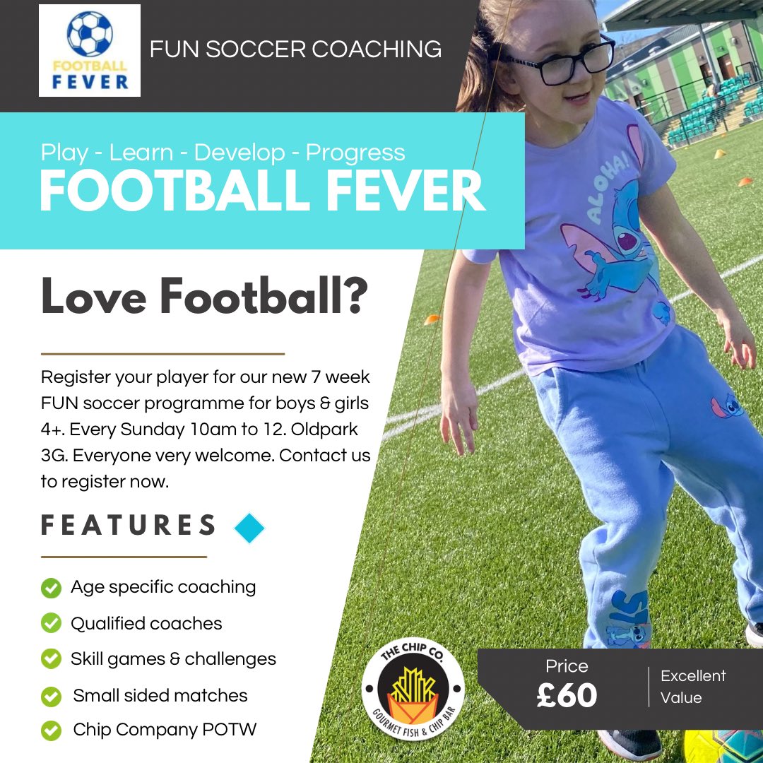OUR NEW 7 WEEK FUN coaching programme for boys and girls 4+. Contact us to register your player
