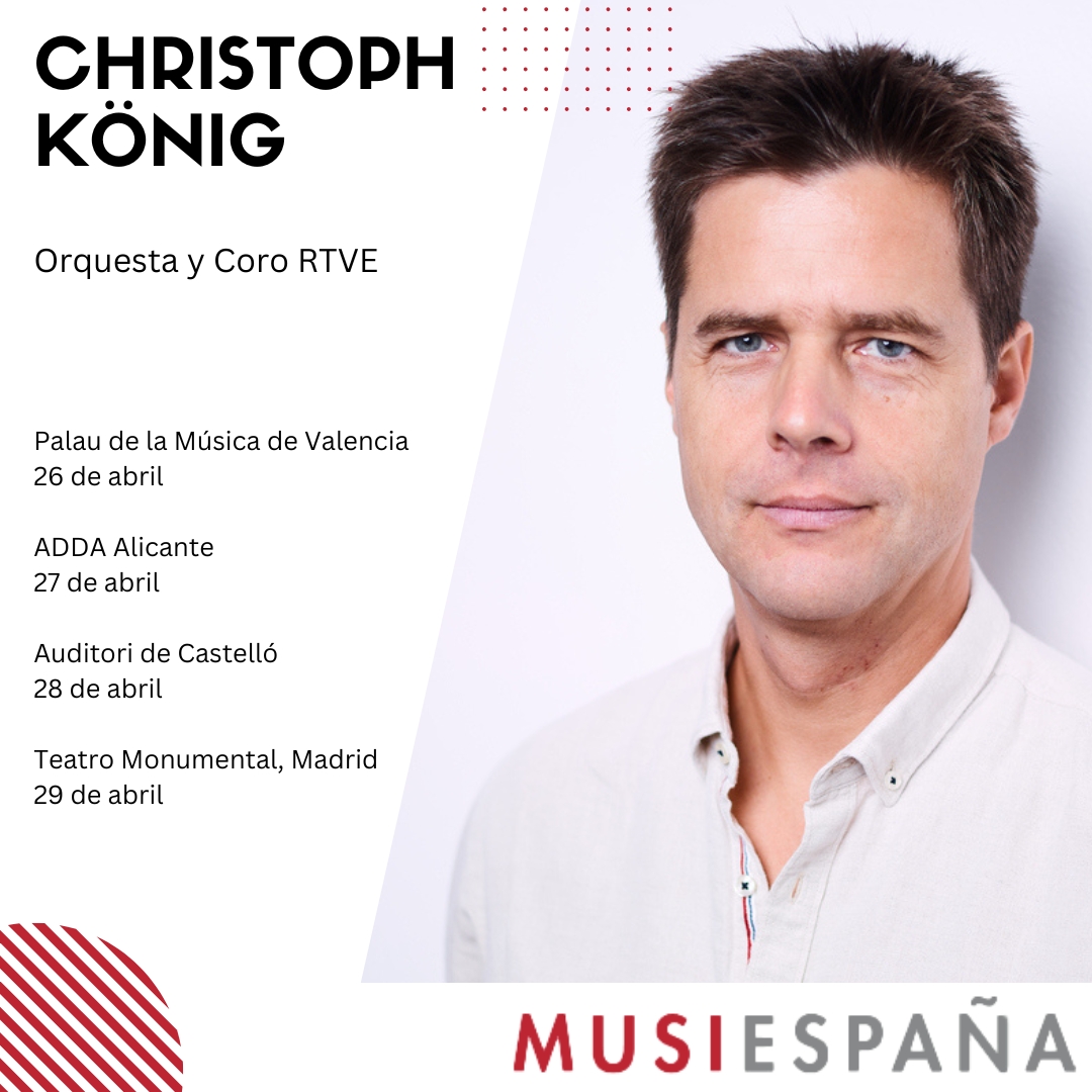 Christoph König dirige a la Orquesta y Coro RTVE en una gira por la Comunidad Valenciana, en la que interpretarán obras de Brahms, Johann Strauss, Richard Strauss, Nielsen y Borodin.

<a href="/ccckoenig/">Christoph König</a> <a href="/OCRTVE/">Orquesta y Coro RTVE</a> <a href="/palaumusicavlc/">Palau de la Música</a> <a href="/ADDAalicante/">Auditorio ADDA</a>
