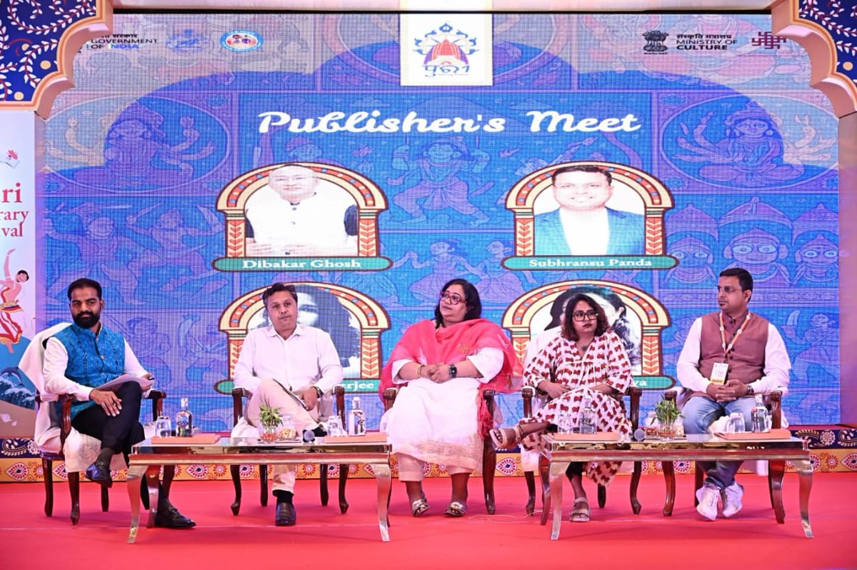 PuriLitFest's tweet photo. Glimpses from our Publisher's Meet where our panelists helped us understand the currents that are shaping the future of books in India, and more importantly, how we—authors, editors, readers, and students—can navigate this landscape.

#purilitfest 
#odisha https://t.co/vqcNnIoqq4