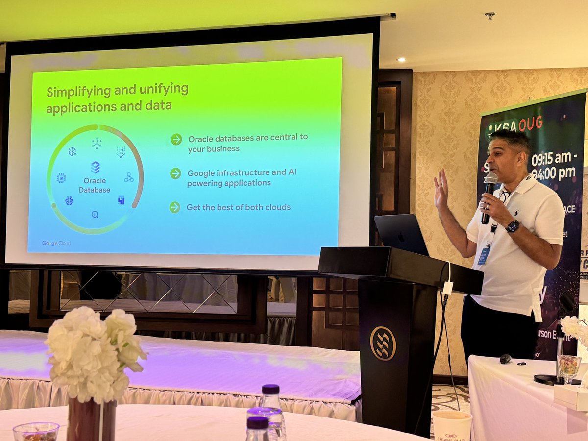 KSA Oracle User Group (@ksaoug) on Twitter photo KSAOUG Session 3 just started from <a href="/iamkirantailor/">Kiran Tailor</a>
Session: Under the Hood of Oracle Database@Google Cloud
#oracle #google #multicloud <a href="/oracleugs/">Oracle User Groups</a> <a href="/oracleace/">Oracle ACE Program</a> KSAOUG Session 3 just started from <a href="/iamkirantailor/">Kiran Tailor</a>
Session: Under the Hood of Oracle Database@Google Cloud
#oracle #google #multicloud <a href="/oracleugs/">Oracle User Groups</a> <a href="/oracleace/">Oracle ACE Program</a>