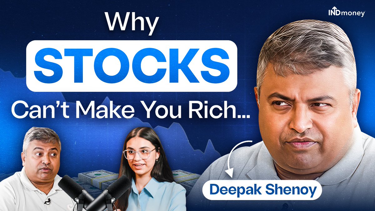 INDmoney (@indmoneyapp) on Twitter photo Just dropped a conversation with <a href="/deepakshenoy/">Deepak Shenoy</a> , founder of <a href="/capitalmind_in/">Capitalmind</a> .
We covered everything from asset allocation and stock picking to gold myths, global investing, and how Gen Z is building wealth.
Let’s break it down 🧵👇 Just dropped a conversation with <a href="/deepakshenoy/">Deepak Shenoy</a> , founder of <a href="/capitalmind_in/">Capitalmind</a> .
We covered everything from asset allocation and stock picking to gold myths, global investing, and how Gen Z is building wealth.
Let’s break it down 🧵👇