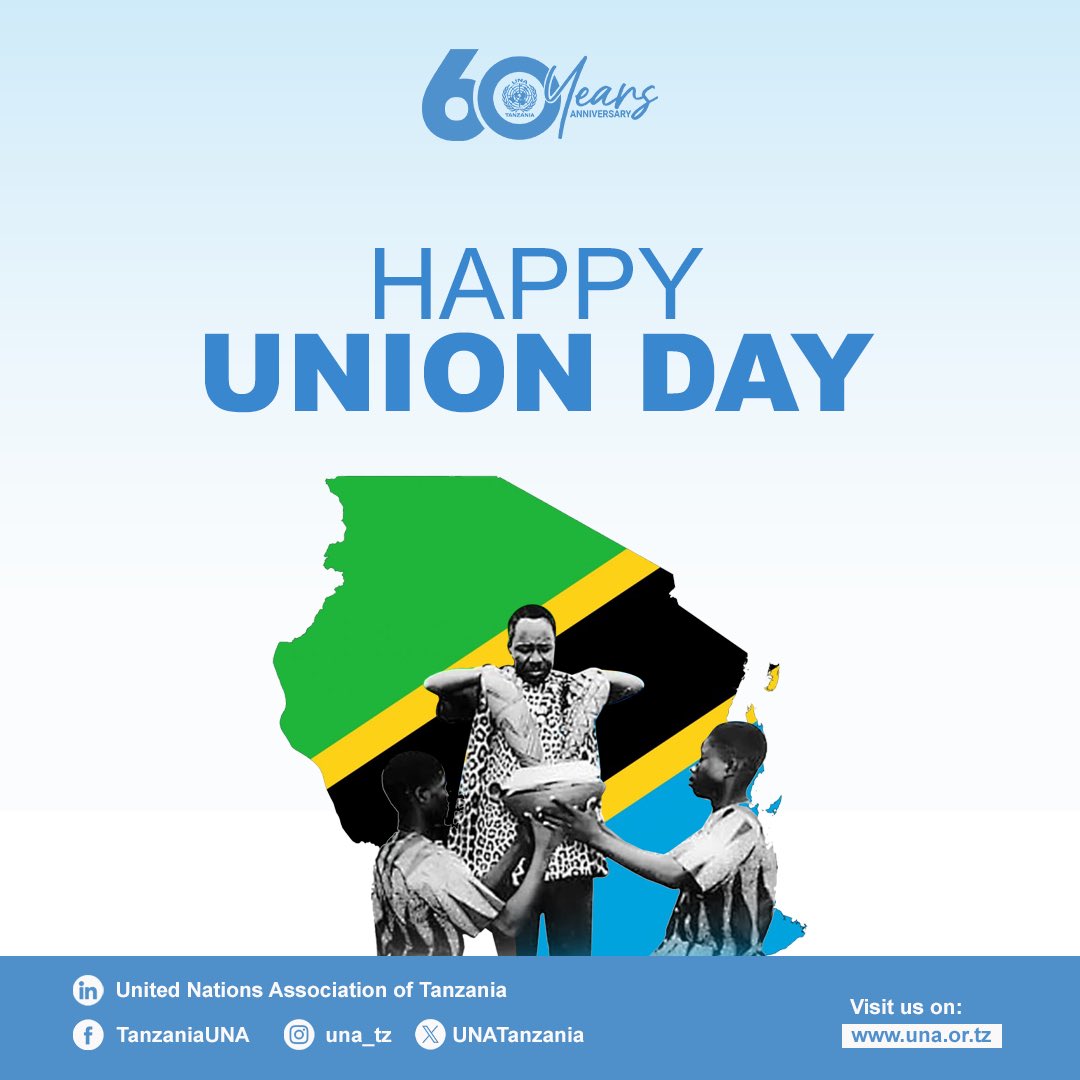 As we mark 61 years of the Union between Tanganyika and Zanzibar, let us recommit to building a united, inclusive, and peaceful Tanzania for all.

At UNA Tanzania, we continue to work towards strengthening this unity, promoting peace, and supporting sustainable development  as we