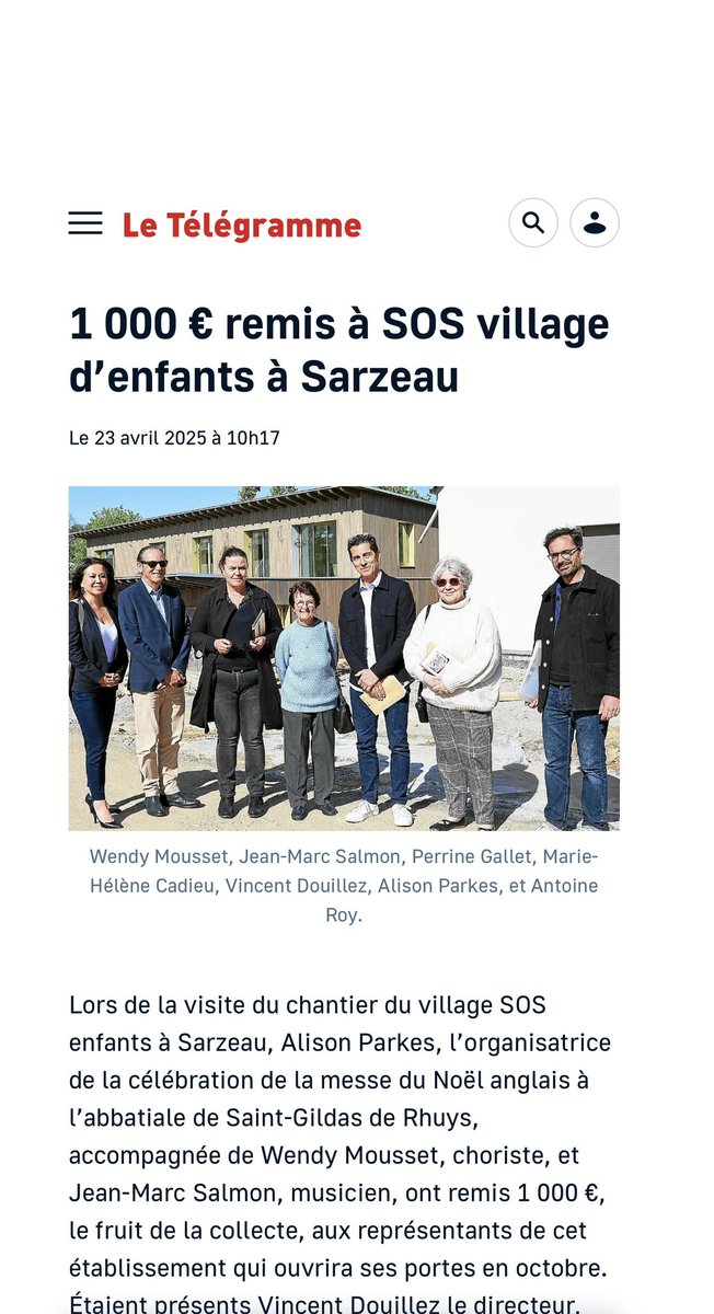 Une visite riche en émotions au Village SOS Enfants à Sarzeau. Un véritable lieu de vie où chaque enfant peut se reconstruire et s’épanouir.

Merci à Alison PARKES pour l'organisation et à Alain DUMAND pour cet article dans Le Télégramme Vannes.

#solidarité #sarzeau #Bretagne