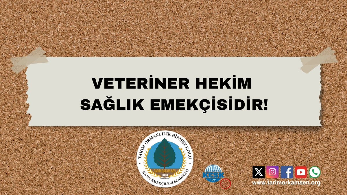 VETERİNER HEKİM SAĞLIK EMEKÇİSİDİR! 
Veteriner Tarım Orkam Sen olarak dün olduğu gibi bugün de Veteriner Hekimler, Veteriner Sağlık Teknikeri, Veteriner Teknisyenlerinin hakları için yılda bir gün sadece sözde değil tüm yaşanılan sorunları ve hak kayıpları için önümüzdeki dönemde
