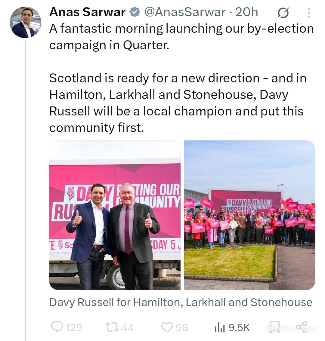 I would say to Hamilton, Larkhall and Stonehouse, Read My Lips Sarwar LIED to the constituents of Grangemouth and Alloa saying the ONLY way to SAVE Grangemouth was to vote and look how that turned out. Labour [there's NO Scottish Labour] offer NOTHING for Scotland 🏴󠁧󠁢󠁳󠁣󠁴󠁿👇