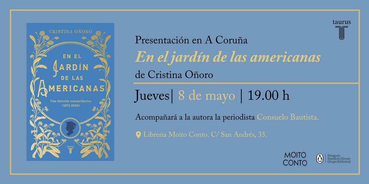 Editorial Taurus (@tauruseditorial) on Twitter photo <a href="/crisonor/">CRISTINA OÑORO OTERO</a> <a href="/MARCOVigo3/">MARCO Vigo</a> Siguiente parada 👉 #ACoruña
🗓️ 8 de mayo
⏰ 19h
📖 <a href="/crisonor/">CRISTINA OÑORO OTERO</a> charlará con Consuelo Bautista
📍<a href="/Moito_Conto/">Moito Conto Librería</a> <a href="/crisonor/">CRISTINA OÑORO OTERO</a> <a href="/MARCOVigo3/">MARCO Vigo</a> Siguiente parada 👉 #ACoruña
🗓️ 8 de mayo
⏰ 19h
📖 <a href="/crisonor/">CRISTINA OÑORO OTERO</a> charlará con Consuelo Bautista
📍<a href="/Moito_Conto/">Moito Conto Librería</a>