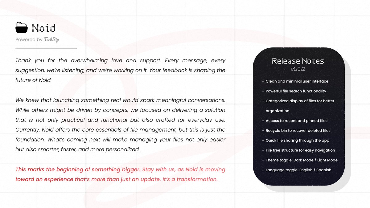 TechSipStudios's tweet image. We’re grateful for all the love and support for Noid! Join our Discord to stay updated, share feedback, and be part of what’s coming next.

Discord Server: discord.gg/6gEJJXJhCR