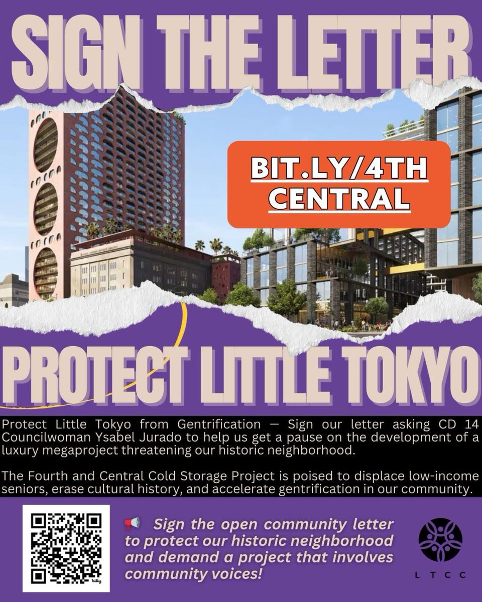 Little Tokyo HS (@lthsnews) on Twitter photo The #LittleTokyo Community Opposes the 4th & Central Cold Storage Project.
Read the full letter to <a href="/cd14losangeles/">Councilmember Ysabel Jurado</a> | <a href="/LA_LittleTokyo/">Little Tokyo Community Council (LTCC)</a> 🔗littletokyola.org/communityletter The #LittleTokyo Community Opposes the 4th & Central Cold Storage Project.
Read the full letter to <a href="/cd14losangeles/">Councilmember Ysabel Jurado</a> | <a href="/LA_LittleTokyo/">Little Tokyo Community Council (LTCC)</a> 🔗littletokyola.org/communityletter