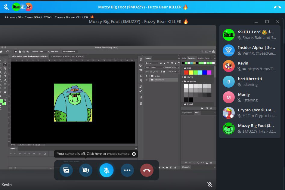 NFT artist in $MUZZY showing his screen while making Muzzy Bigfoot NFT's. 

Join our community in telegram: t.me/MuzzyBigFootXrp

#MUZZY #FUZZYKILLER #NFT #XRP