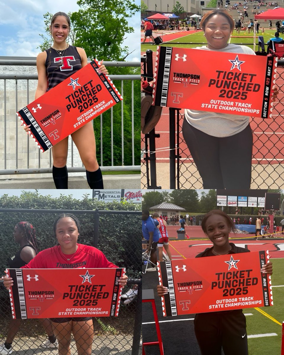 Congratulations to these girls for punching their ticket to the state meet yesterday!! (Clockwise) Loen Boackle (400m), Alaura Myers (shot put) Jaliyah Bryant (triple jump), Akasha Dudley (shot put). Day 2 of Sectionals start today! Go Warriors!