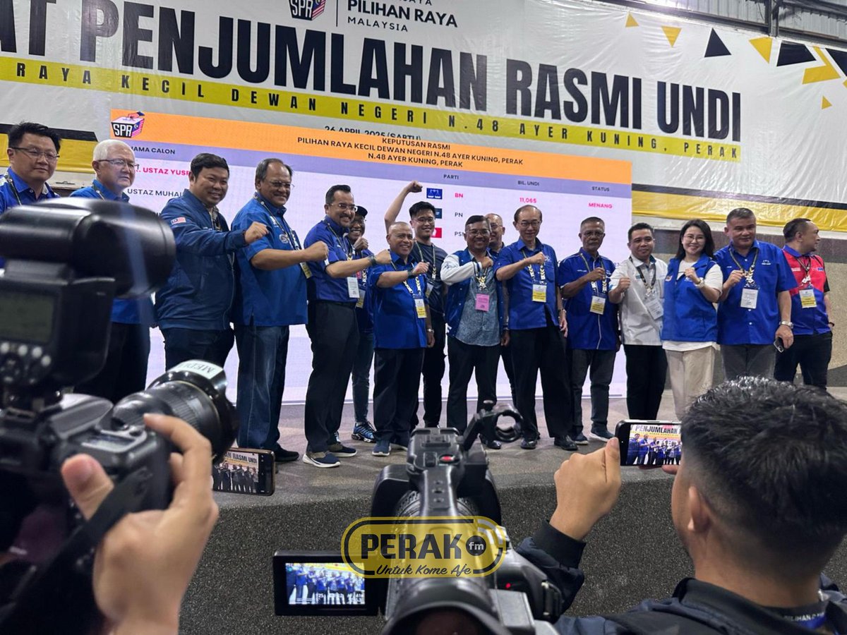 PerakFM's tweet photo. Tahniah Dr Mohamad Yusri Bakir (Barisan Nasional) memenangi 11, 065 undian dengan majoriti 
sebanyak 5, 006 undi.
#prkn48
#RTM
#perakfm
#YangSahihdiRTM https://t.co/jD7GohqGxI