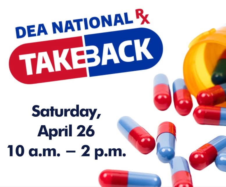 Yes!  Despite the rain we are out at Crossroads Middle School this morning for National Prescription Drug Take Back Day.  Come see us between 10:00 am and 2:00 pm to drop off your old, unused, or unneeded medications!