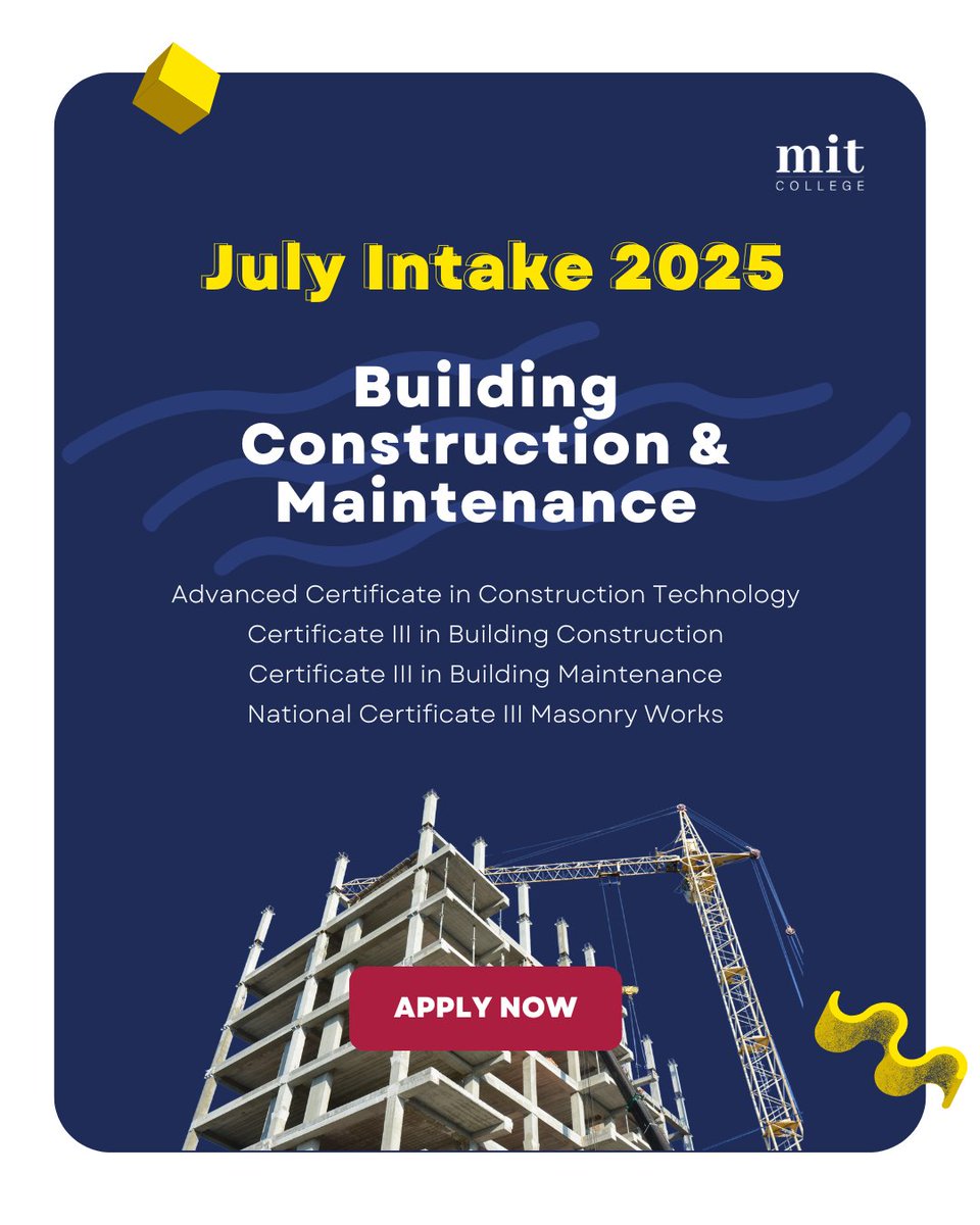 mitmaldives's tweet photo. Applications are now open for July Intake 2025 in Building Construction & Maintenance
👉 Apply today and take the first step!
https://t.co/VipgAkTCXE
#MITCollege #JulyIntake2025 #BuildingYourFuture #ConstructionCareers #StudyAtMIT https://t.co/R7Lwxh6qfo