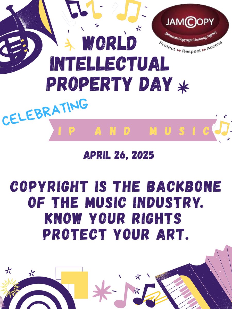 Intellectual Property is the foundation of the music industry. It ensures that artists retain ownership of their creations and receive fair recognition and compensation. Protect your work and know your rights.
#copyright #worldintellectualpropertyday #ip #music #jamcopy #jamaica