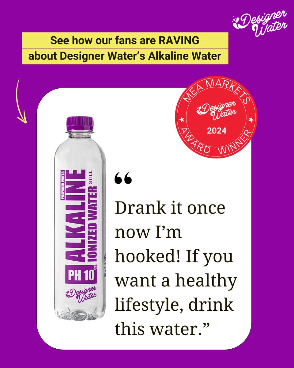 Designer_Water's tweet image. Once you try it, there’s no going back. 💧 Designer Water fans love the taste—and the difference. bit.ly/dwsashopnow 
#HydrationUpgrade #pH10Power