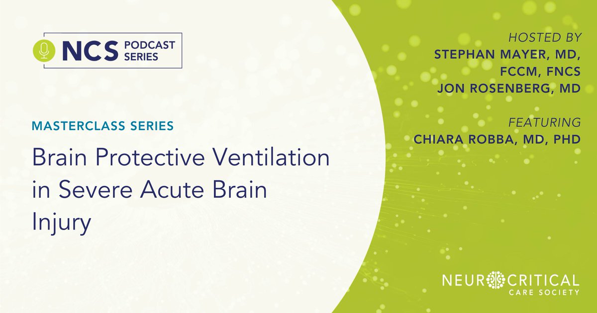 In this ep, hosts Drs. Stephan Mayer and Jon Rosenberg speak with renowned neurointensivist Dr. Chiara Robba about brain protective ventilation. Listen now, wherever you get podcasts or on the NCS website: bit.ly/4gU1tCr