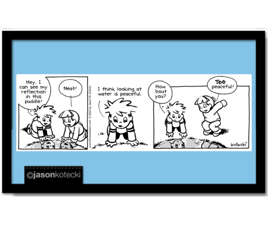 escapeadulthood's tweet image. When was the last time you stopped to look at a puddle? Or jumped in one?

#childhoodis #puddlejumping #kimandjasoncomics #artistJasonKotecki