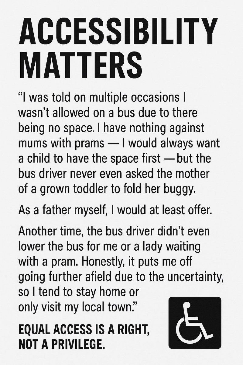 Public transport should be accessible to everyone. Disabled people shouldn’t feel like a burden or face uncertainty just trying to travel. Equal access isn’t a privilege — it’s a right. #AccessibilityMatters #DisabilityRights