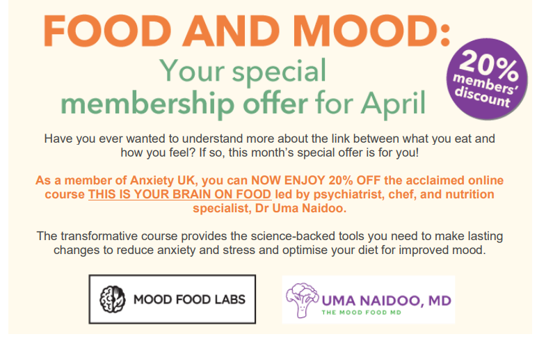AnxietyUK's tweet photo. 🍏Food can affect your mood – and you can do something about it!🍏
Become a member today and get 20% OFF Dr. Uma Naidoo’s course on food + mental health! 🌟

Not a member yet? Get in on the exclusive benefits now!

Click here to join &amp; claim your discount:
https://t.co/Yf4PgXrmzZ https://t.co/Kbdreemfdg